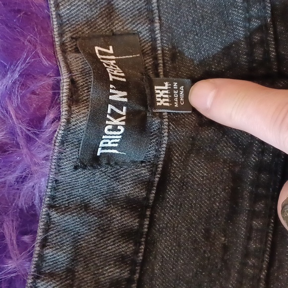 DOLLSKILL TRICKZ N TREATZ XXL WIDE LEG HIGH WAISTED PANTS SKELETON BONES GREY - Picture 8 of 14